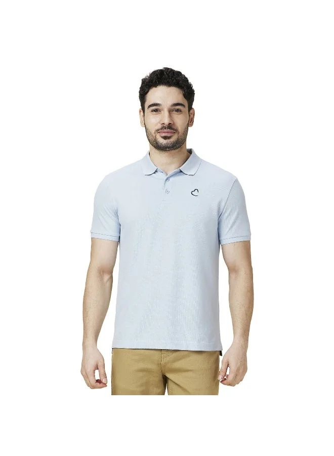 Being Human Mens Sky Blue Short Sleeve Polo T-Shirt