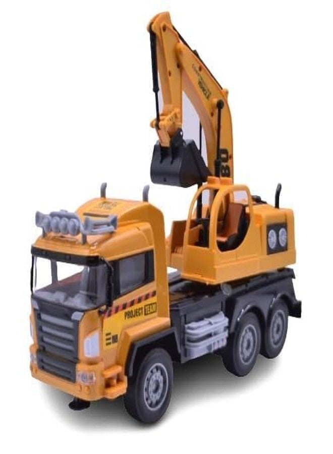 RAHU مركبة راهو الهندسية التي تعمل بالتحكم عن بعد - شاحنة بناء وحفارة مع تحكم لاسلكي وضوء أحمر، لعبة للأطفال - Image 3
