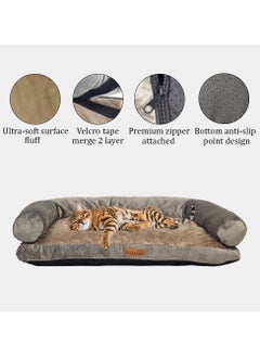 MAJIBAO Orthopedic dog bed sofa with U-shaped bolster, Machine washable cover, and nonskid bottom, Suitable for medium-sized pets, Soft and comfortable dog bed 65 cm L (Khaki)  - Image 3