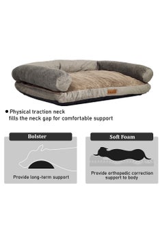 MAJIBAO Orthopedic dog bed sofa with U-shaped bolster, Machine washable cover, and nonskid bottom, Suitable for medium-sized pets, Soft and comfortable dog bed 65 cm L (Khaki)  - Image 4