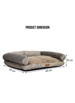 MAJIBAO Orthopedic dog bed sofa with U-shaped bolster, Machine washable cover, and nonskid bottom, Suitable for medium-sized pets, Soft and comfortable dog bed 65 cm L (Khaki)  - Image 2