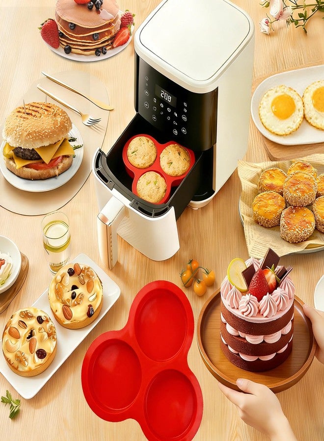MEMOVAN Air Fryer Silicone Egg Molds 2 Pack Jumbo Round Muffin Top Pans 4 Inch Hamburger Bun Pan Large Whoopie Pies Pan Nonstick Silicone Baking Mold for Breakfast Sandwiches Egg Bites Tart Pancake - Image 4