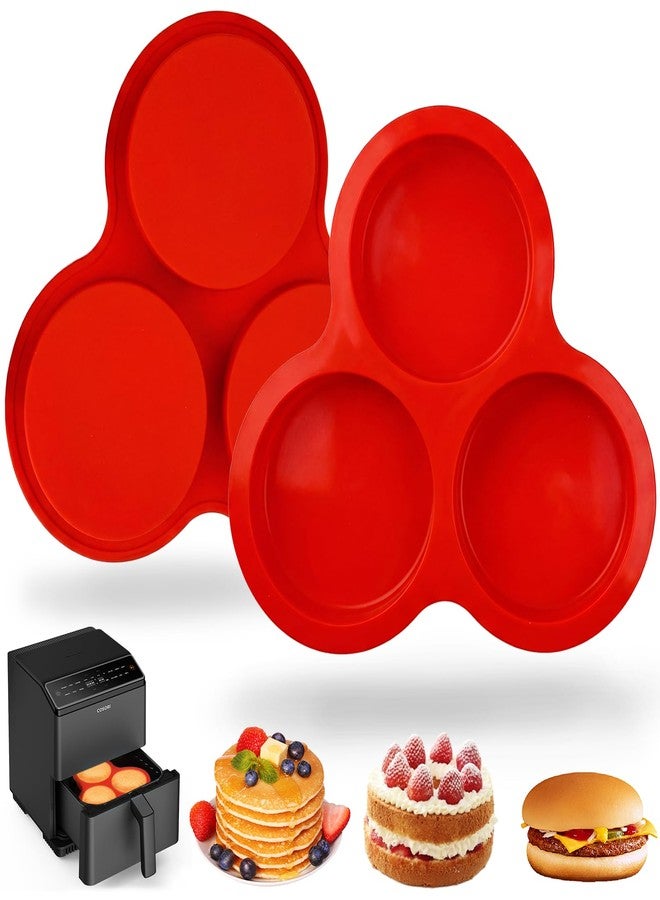 MEMOVAN Air Fryer Silicone Egg Molds 2 Pack Jumbo Round Muffin Top Pans 4 Inch Hamburger Bun Pan Large Whoopie Pies Pan Nonstick Silicone Baking Mold for Breakfast Sandwiches Egg Bites Tart Pancake - Image 1