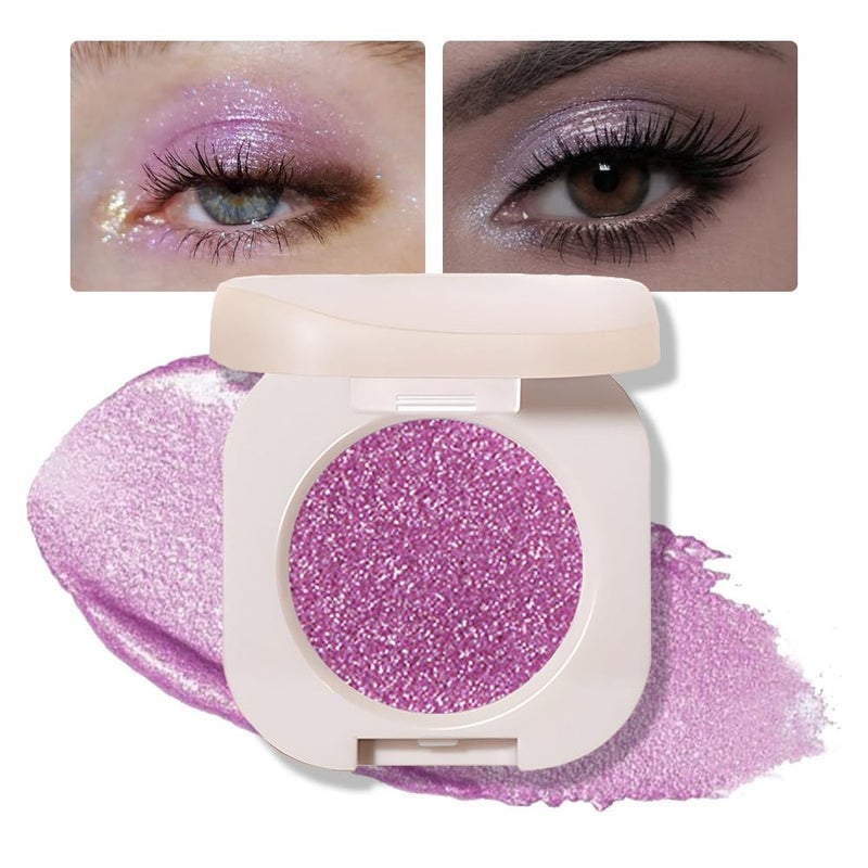 CAKAILA Single Purple Shimmer Sparkly EyeshadowBright High Pigment Intense Monochrome Eye ShadowApply Makeup EasilyGlitter Pressed Powder Single Eyeshadow24 Hour Eye Makeup Longwear WaterproofBlendable 