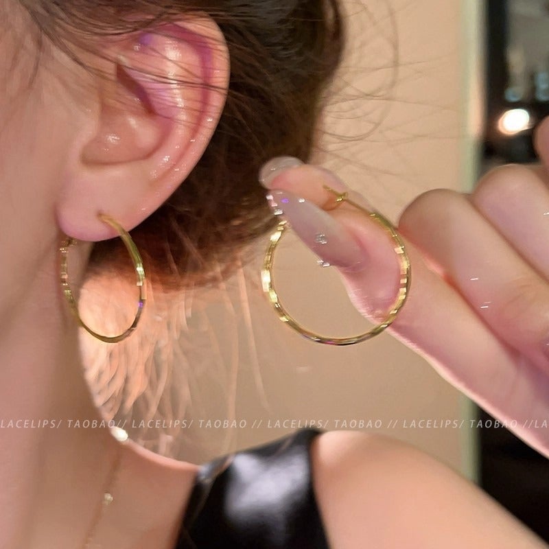 Minimalist Gold Hoop Earrings for Women - Face-Slimming, Versatile, Large Circle Design, 2026 Trending Statement Earrings