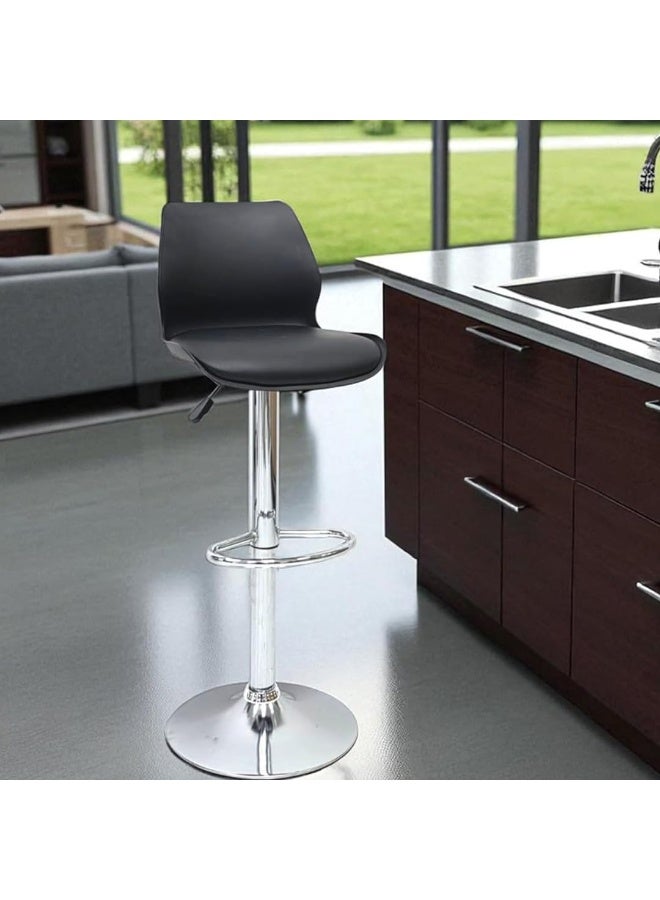 مالتي هوم فيرنيتشر طقم كراسي بار من قطعتين من Multi Home، لون أسود، بقاعدة فولاذية | كرسي بار قابل لتعديل الارتفاع | كرسي بار من جلد البولي يوريثان لمطبخ الجزيرة أو طاولة البار، مزود بمسند قدم مريح وقابل للدوران 360 درجة. - Image 2