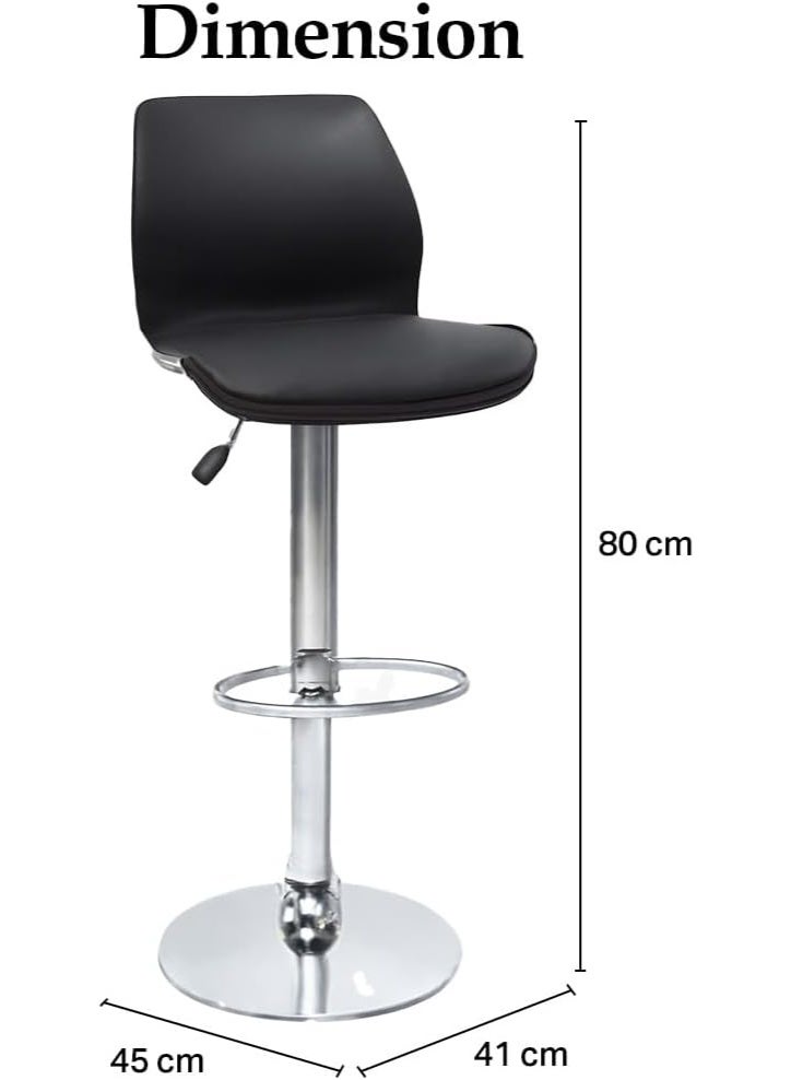 مالتي هوم فيرنيتشر طقم كراسي بار من قطعتين من Multi Home، لون أسود، بقاعدة فولاذية | كرسي بار قابل لتعديل الارتفاع | كرسي بار من جلد البولي يوريثان لمطبخ الجزيرة أو طاولة البار، مزود بمسند قدم مريح وقابل للدوران 360 درجة. - Image 3