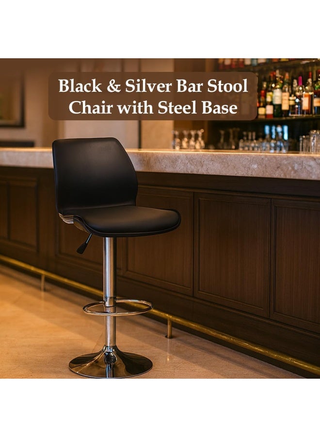 مالتي هوم فيرنيتشر طقم كراسي بار من قطعتين من Multi Home، لون أسود، بقاعدة فولاذية | كرسي بار قابل لتعديل الارتفاع | كرسي بار من جلد البولي يوريثان لمطبخ الجزيرة أو طاولة البار، مزود بمسند قدم مريح وقابل للدوران 360 درجة. - Image 4