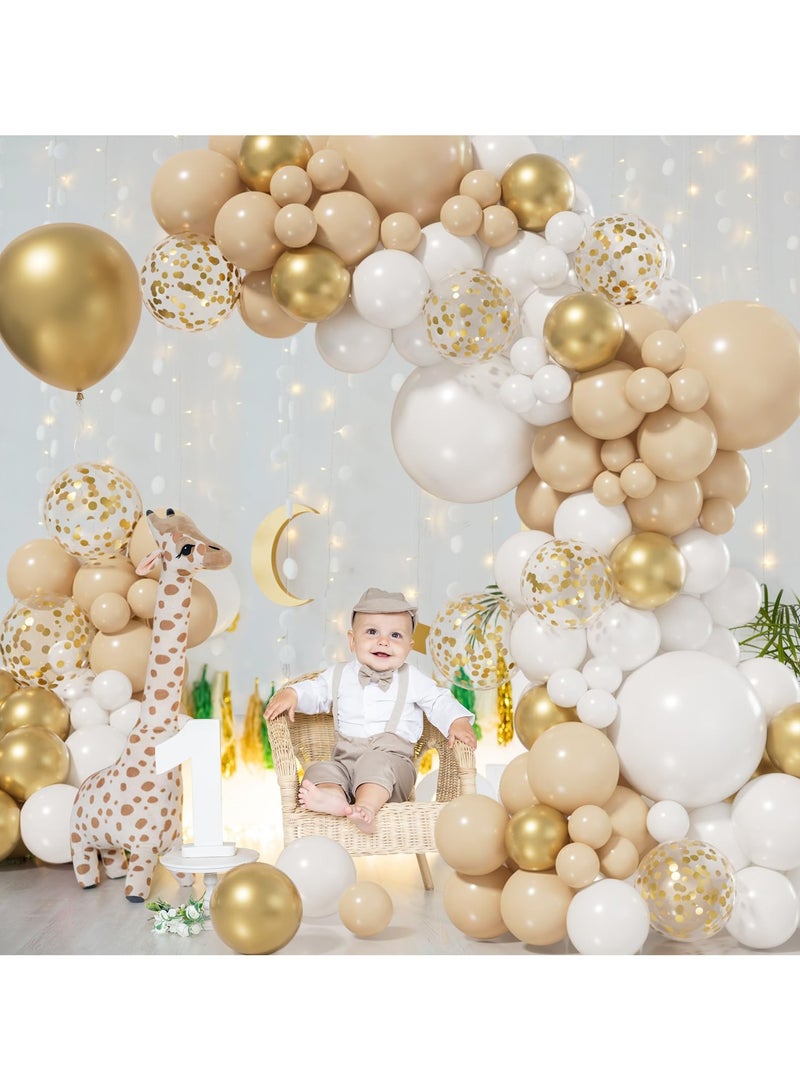 الذهب الأبيض بالون اكليلا من الزهور مجموعة ، 111 قطعة من الرمال البيضاء بالون الذهب اكليلا من الزهور مجموعة القوس ، بالون عارية مع الذهب الخردة بالون ، عيد ميلاد الحزب الديكور ، دش الطفل ، بوهيميا عرس الذكرى - Image 2