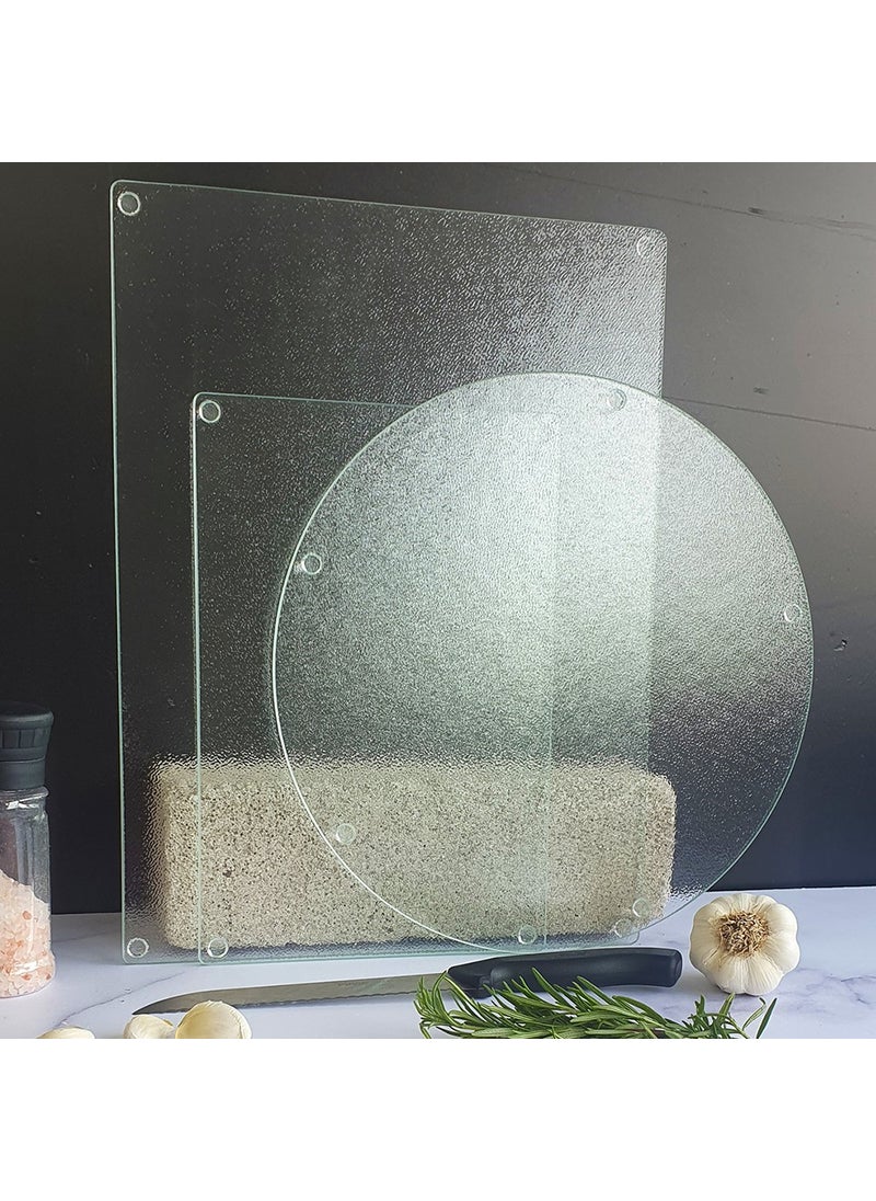 DECORITA - Glass Cutting Board | Glass Cutting Table | Set of 3 | ICED - Image 1