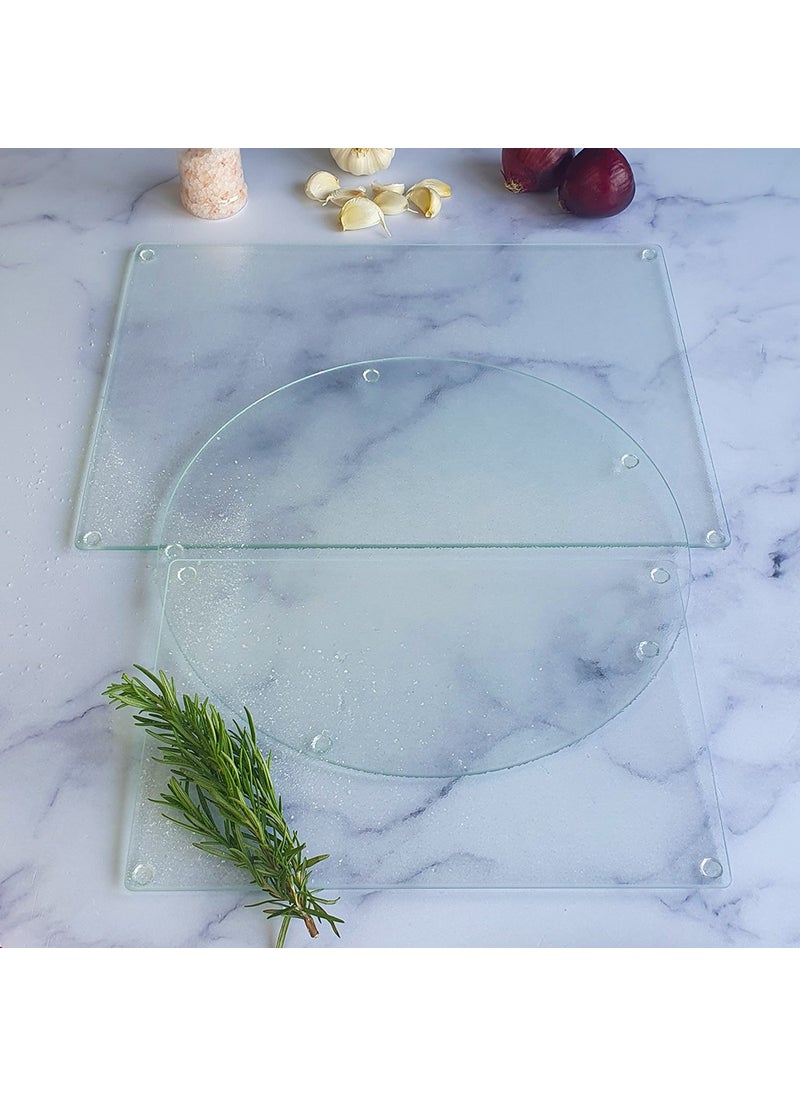 DECORITA - Glass Cutting Board | Glass Cutting Table | Set of 3 | ICED - Image 1