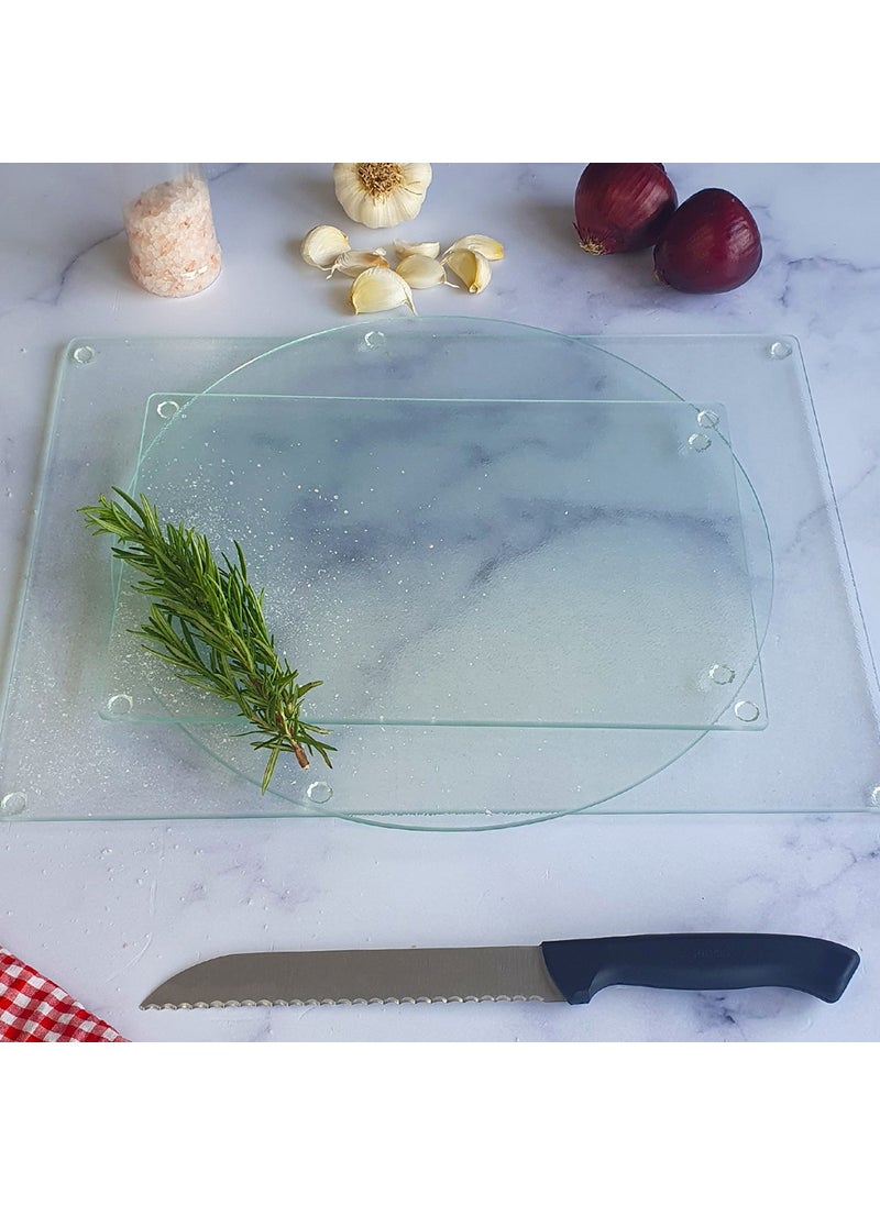 DECORITA - Glass Cutting Board | Glass Cutting Table | Set of 3 | ICED - Image 1