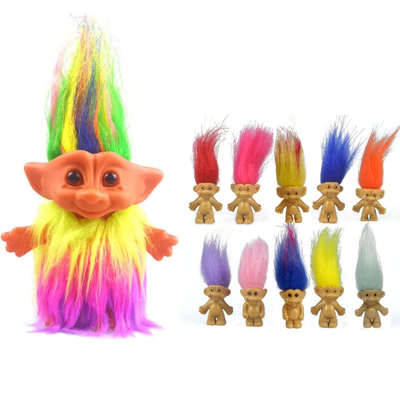 Yintlilocn11pack Vintage Troll DollsRetro Troll Dolls Chromatic Adorable for Collections School ProjectArts and CraftsParty Favors - Image 2