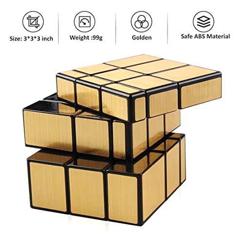 AUTHFORT New Speed 2X2 3x3 4x4 5x5 and Mirror Gold Pyraminx Pyramid Triangle, Megaminx, Cube Set Puzzle Cubes Combo (Pack of 8 Cube) - Image 2