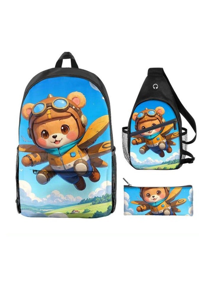 Universal cartoon new three-piece schoolbag - 829
