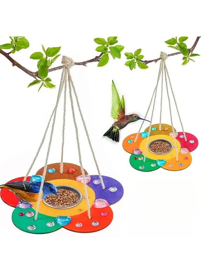 DIY Wooden Bird Feeder Kit Hand Painted Colorful Garden Hanging Craft Gift - Image 3