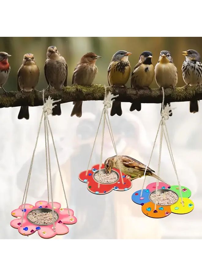 DIY Wooden Bird Feeder Kit Hand Painted Colorful Garden Hanging Craft Gift - Image 1