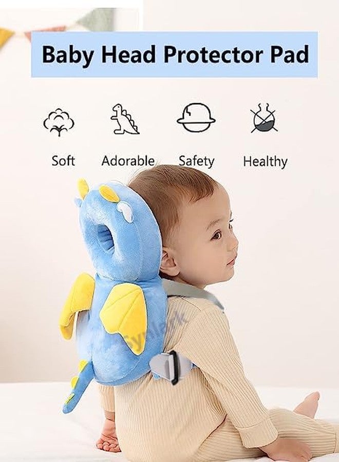 Synlark Baby Toddlers Kids Child Head Back Safety Protector Pad Cushion Pillow with Straps (001, SkyBlue-Dragon) - Image 3
