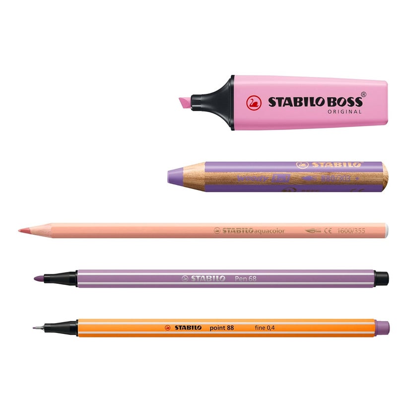 STABILO Art Creative Set Pastel Pack of 50 Highlighters MultiTalent Pens Watercolour Colouring Pencils Fineliner Premium Felt Tip Pens - Image 4