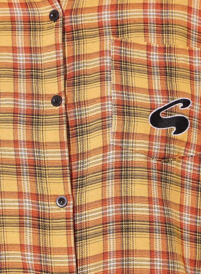 Take Two Checked Print Oversized Spread Collar Shirt  - Image 3