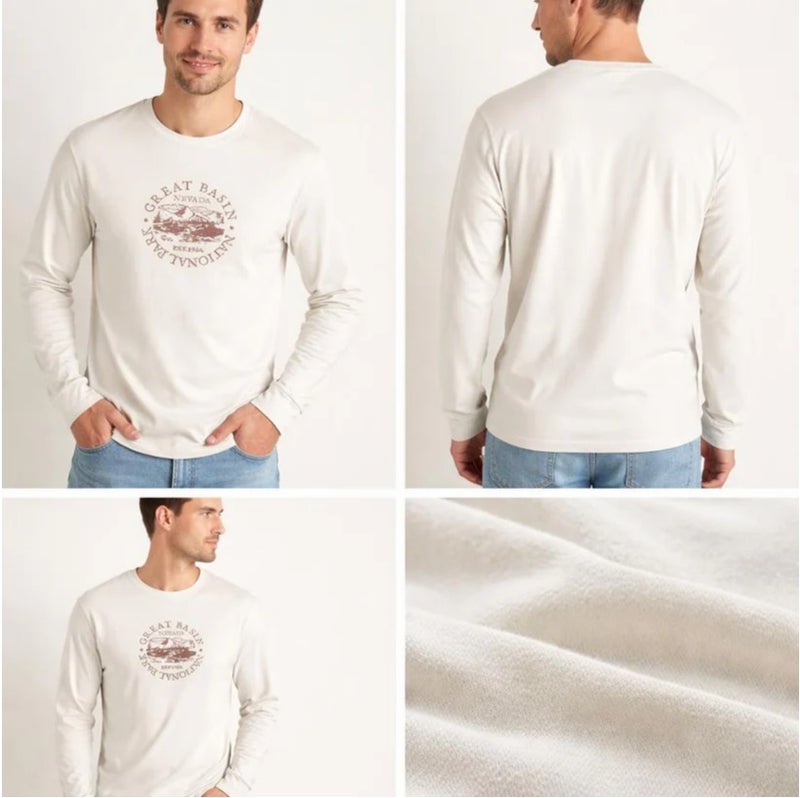 Men’s White Graphic Print Long Sleeve T-Shirt