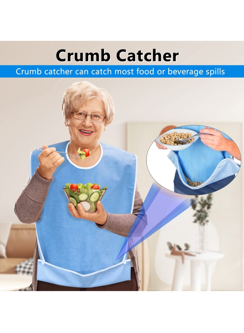 KASTWAVE 3 Pack Adult The Eldly Bib with Snaps, Reusable Adult Bib for Eating, Washable Dining Bibs for Elderly, Clothing Protector for Elderly Men Women and Disabled - Image 2