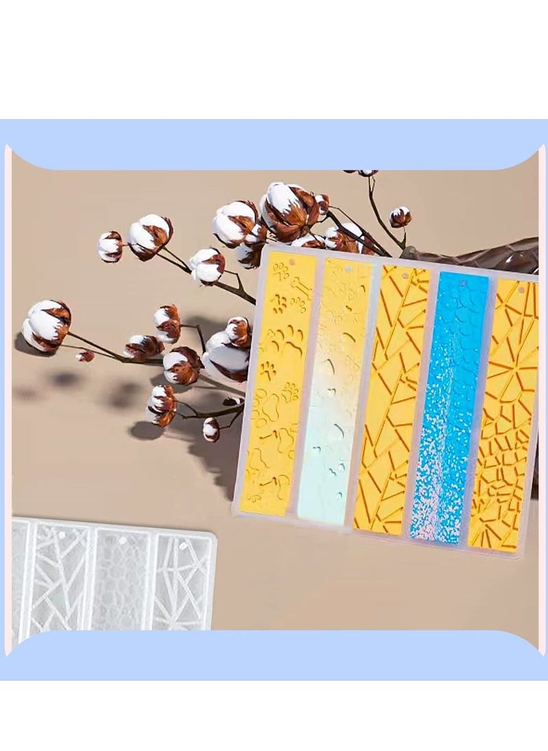SYOSI - Bookmark Resin Mold Silicone Tassel Rectangle Leaves Texture Flower Shaped Casting Molds for Epoxy Resin Casting with 4 Tassels for DIY Bookmark Making - Image 1
