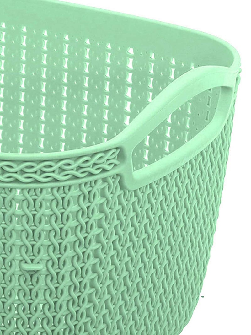 Kuber Industries Q-5 Unbreakable Plastic 2 Pieces Multipurpose Medium Size Flexible Storage Baskets/Fruit Vegetable Bathroom Stationary Home Basket with Handles (Light Green & Grey) - Image 4