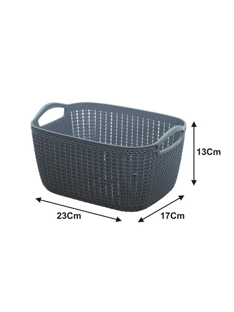 Kuber Industries Q-5 Unbreakable Plastic 2 Pieces Multipurpose Medium Size Flexible Storage Baskets/Fruit Vegetable Bathroom Stationary Home Basket with Handles (Light Green & Grey) - Image 2
