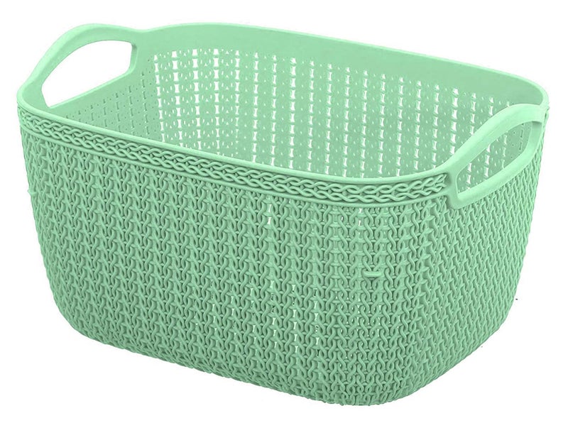 Kuber Industries Q-5 Unbreakable Plastic 2 Pieces Multipurpose Medium Size Flexible Storage Baskets/Fruit Vegetable Bathroom Stationary Home Basket with Handles (Light Green & Grey) - Image 5