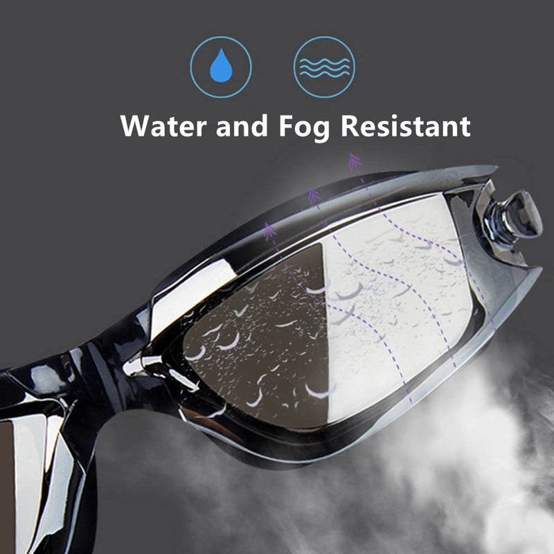 Airoads Shortsighted Swim Goggles Nearsighted Swimming Goggles Leakproof Anti Fog Swimming Goggles for Adult Men Women Youth(-6, Black) - Image 3