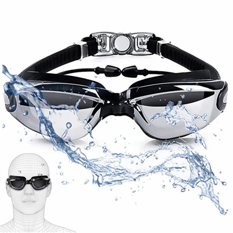 Airoads Shortsighted Swim Goggles Nearsighted Swimming Goggles Leakproof Anti Fog Swimming Goggles for Adult Men Women Youth(-6, Black) - Image 1