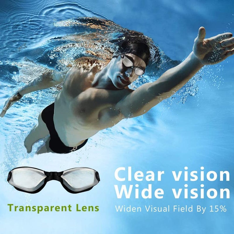 Airoads Shortsighted Swim Goggles Nearsighted Swimming Goggles Leakproof Anti Fog Swimming Goggles for Adult Men Women Youth(-6, Black) - Image 2