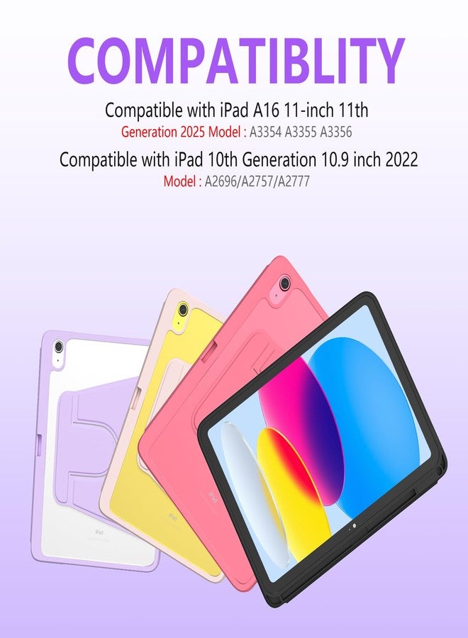 MMK for iPad 11th 10th Generation with Keyboard,iPad A16 Case with Keyboard, 7 Colors Backlit Wireless Removable, 360 Degree Rotating ipad A16 Case with Pencil Stand -Purple - Image 2