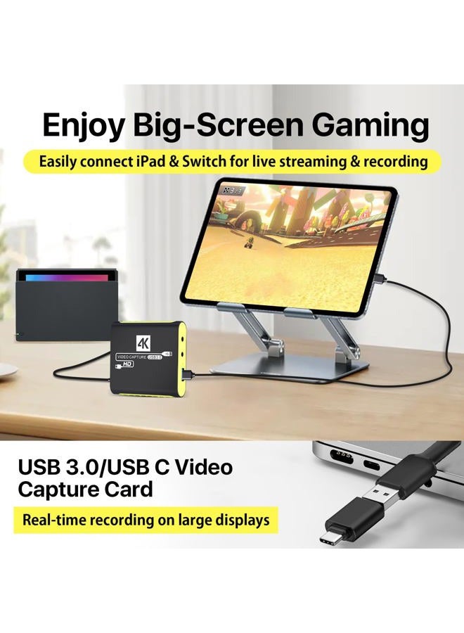 SUDTREEV Capture Card for Nintendo Switch 2, Switch 1, OLED, Steam Deck, PS4, PS5, Xbox, 1080P 60FPS, 4K@30Hz HDMI Video Input and Passthrough, HDMI to USB3.0, Compatible with OBS,YouTube,TikTok, Mac,Windows - Image 2