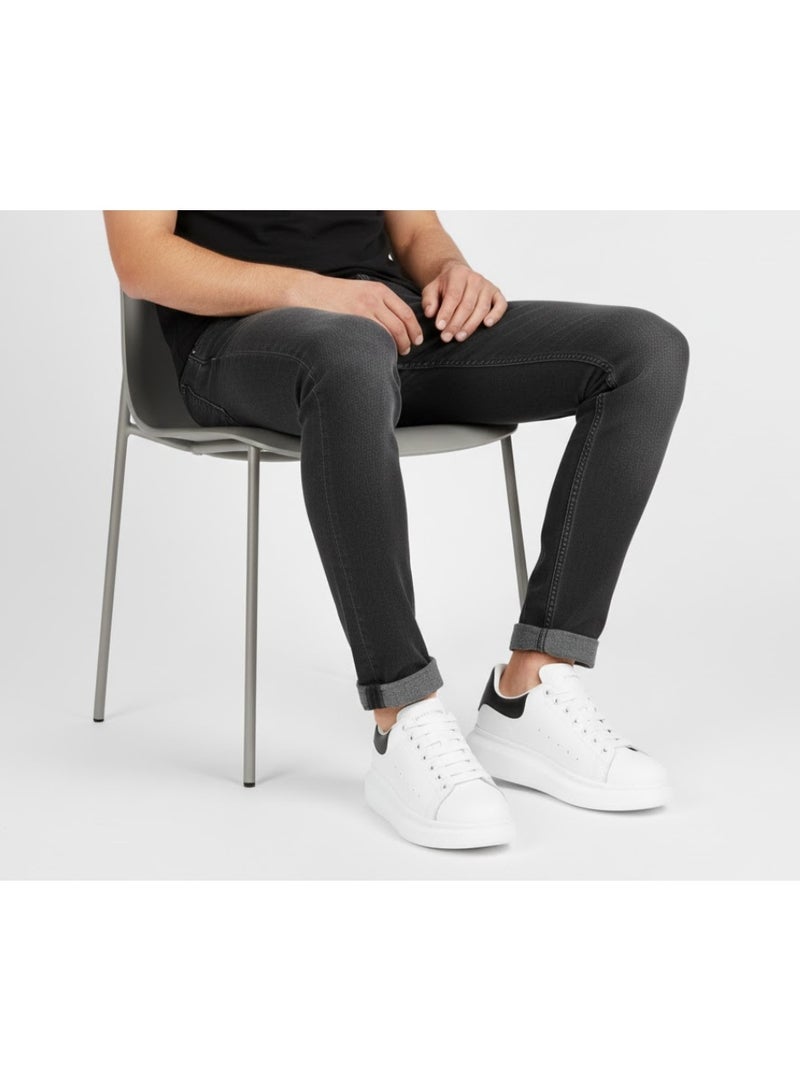 إيتاليانو حذاء رياضي رجالي بكعب سميك مع لمسة سوداء عصرية - أبيض - Image 1