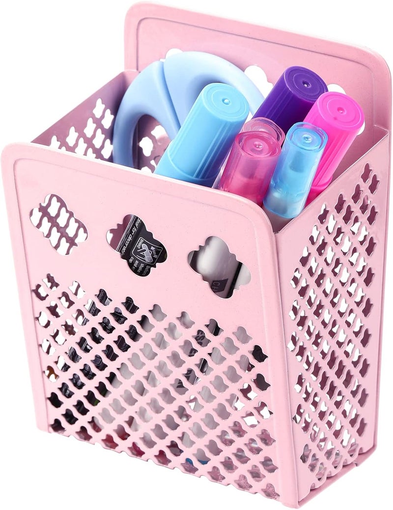 zeyce Magnetic Pencil Holder - Magnetic Locker Organizer, 1 Pack Pen Holder Locker Accessories for School and Office (1 Basket Pink) - Image 1