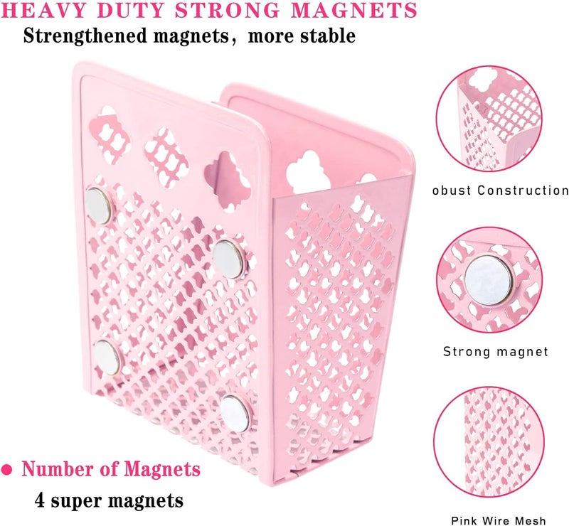 zeyce Magnetic Pencil Holder - Magnetic Locker Organizer, 1 Pack Pen Holder Locker Accessories for School and Office (1 Basket Pink) - Image 2