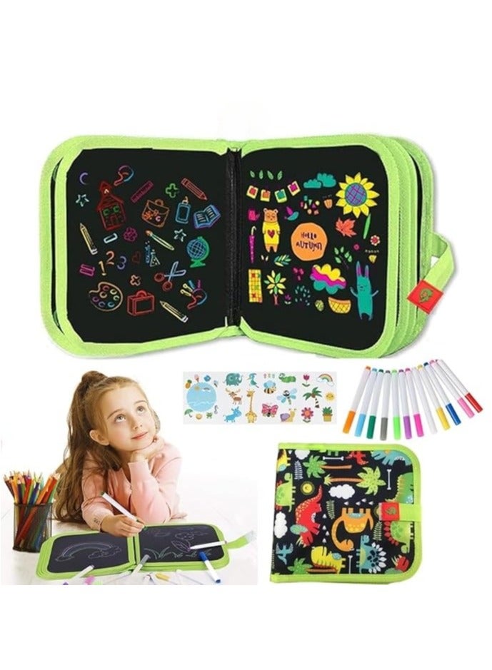 رات سو كتاب الرسم السحري للأطفال - مجموعة دفتر الرسم القابل للمسح للأطفال مع 12 قلم مائي - 16 صفحة ودفتر رسم قابل لإعادة الاستخدام - لعبة فنية محمولة للأطفال في الروضة وأثناء السفر والنزهات على الطريق. - Image 1