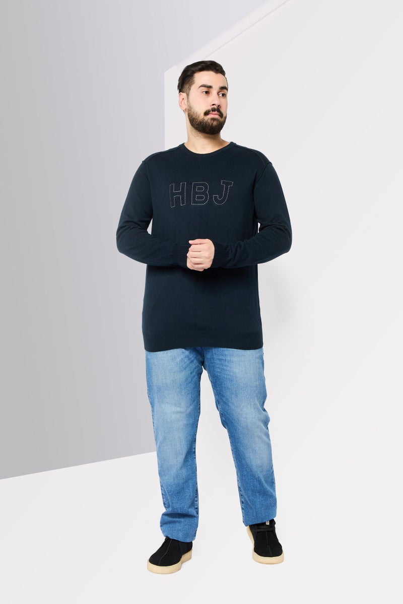 Harmont & Blaine Harmont Blaine Jeans Men Crew Neck Long Sleeve Graphic Sweater, Navy - Image 2
