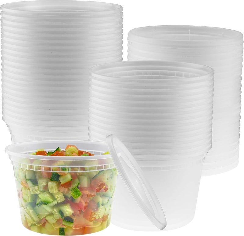 NYHI 16oz 40 Pack Clear Deli Containers with Lids Disposable Food Storage Containers with Lids Recyclable Space Saver Airtight Container for Kitchen Storage Meal Prep Take Out - Image 1