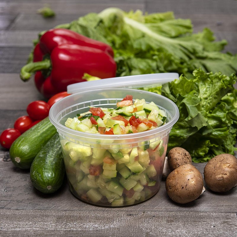 NYHI 16oz 40 Pack Clear Deli Containers with Lids Disposable Food Storage Containers with Lids Recyclable Space Saver Airtight Container for Kitchen Storage Meal Prep Take Out - Image 2