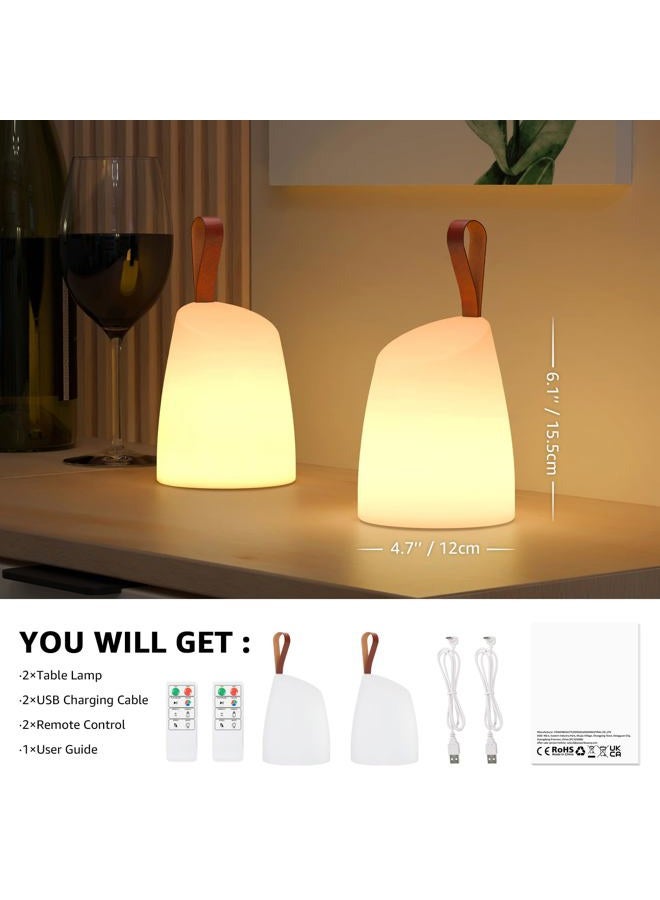 UUFFOO 2 Pack Portable Outdoor Table Lamp LED Camping Lantern, Rechargeable Table Lamp with Remote, RGB & Warm White, IP44 Water-Resistant, Timer & Memory, Hanging Lantern for Patio, Garden, Camping. - Image 2