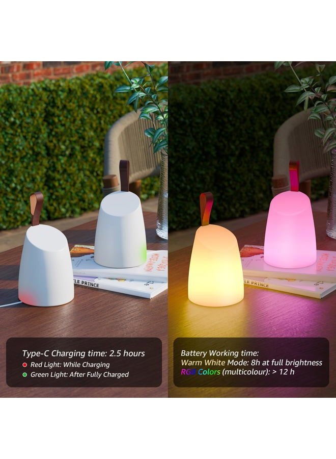 UUFFOO 2 Pack Portable Outdoor Table Lamp LED Camping Lantern, Rechargeable Table Lamp with Remote, RGB & Warm White, IP44 Water-Resistant, Timer & Memory, Hanging Lantern for Patio, Garden, Camping. - Image 3