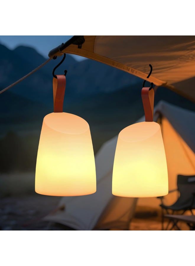 UUFFOO 2 Pack Portable Outdoor Table Lamp LED Camping Lantern, Rechargeable Table Lamp with Remote, RGB & Warm White, IP44 Water-Resistant, Timer & Memory, Hanging Lantern for Patio, Garden, Camping. - Image 1