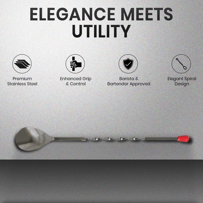 Rattleware 11" Twist Bar Spoon – Stainless Steel Long Handle Cocktail Mixing Spoon with Twisted Stem – Professional Bartender Stirring Spoon for Drinks, Coffee, Tall Glasses & Shakers - Image 3