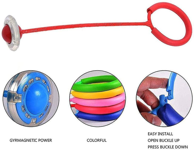 YESVIYA Jumping Skip Ball Sports Swing Jump Rope Dance Flash Kids Exercise Balance Hoop One Leg Ring Skipping Led Flashing Ankle Ropes Educational Colorful Light Ring (Multi Color) - Image 3