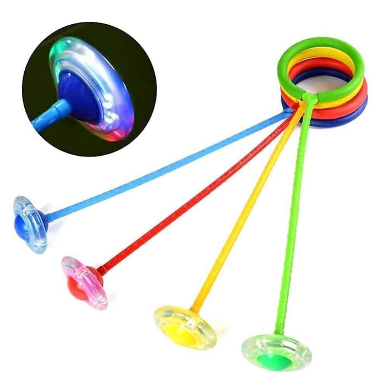 YESVIYA Jumping Skip Ball Sports Swing Jump Rope Dance Flash Kids Exercise Balance Hoop One Leg Ring Skipping Led Flashing Ankle Ropes Educational Colorful Light Ring (Multi Color) - Image 2