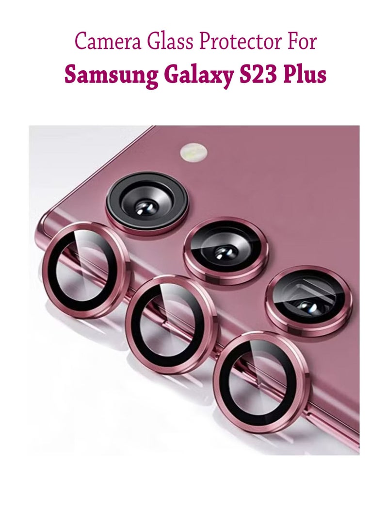 Waldic Camera Lens Glass Protector With Ring For Samsung Galaxy S23 Plus - Wine Red 