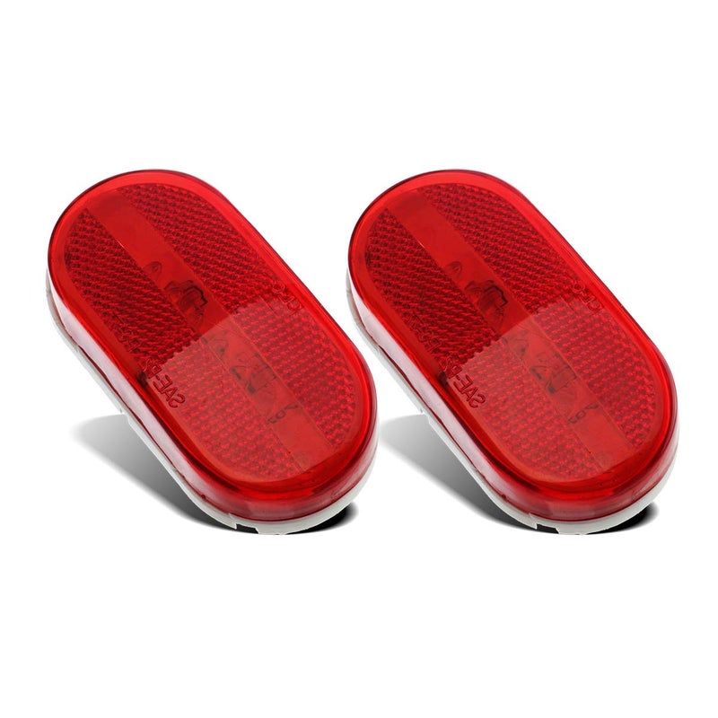 Partsam 1 Pair of Red Oblong Clearance/Side Marker light w/ White Base For Camper Boat by Partsam